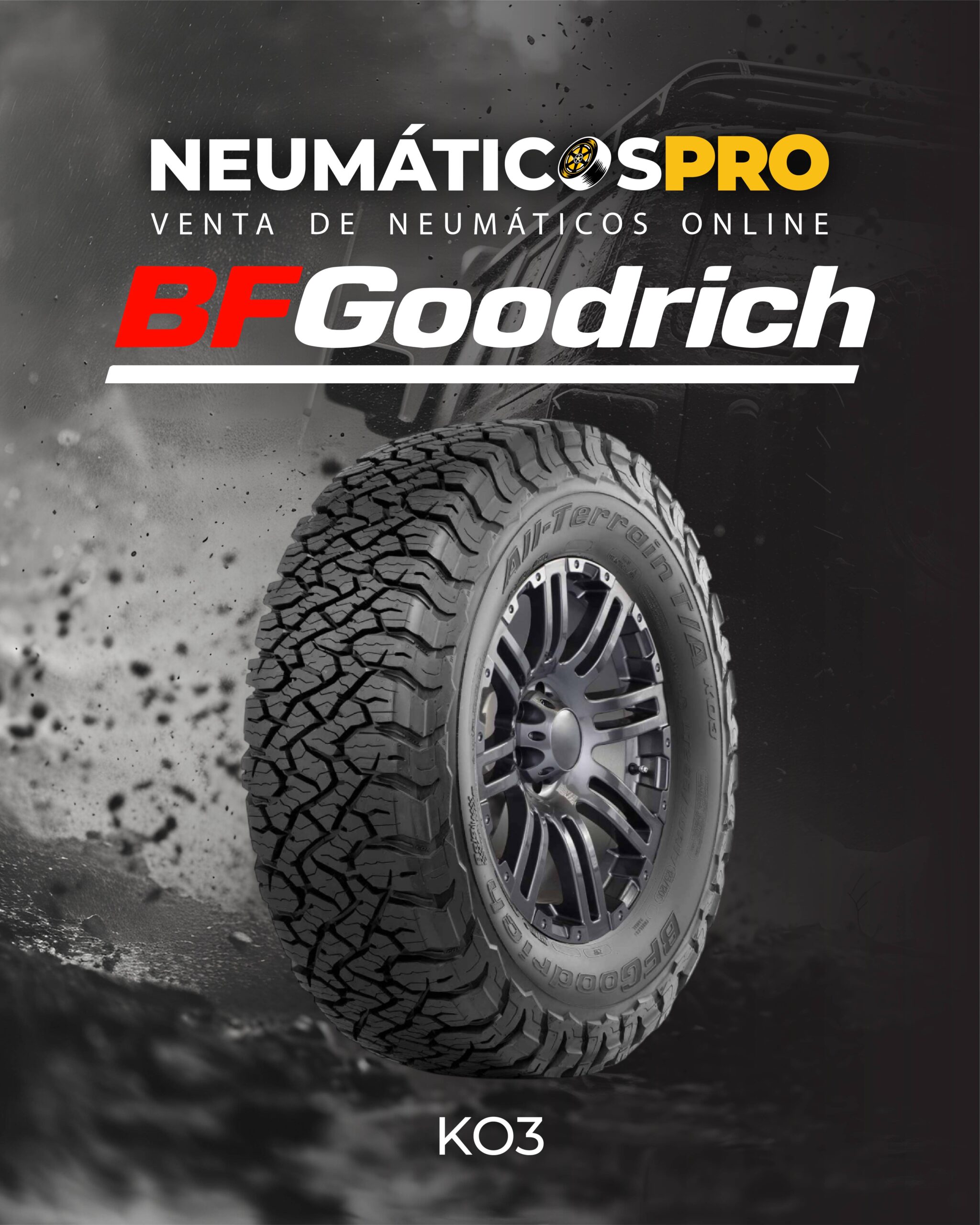 PACK 4 UNIDADES NEUMATICOS 285/70R17 BF GOODRICH AT KO3 - NeumaticosPro