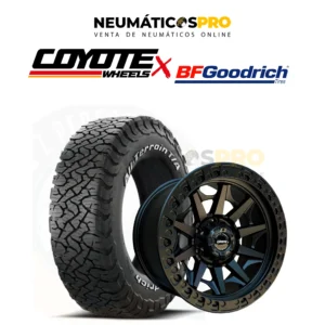 OFERTA 4 LLANTAS COYOTE ARO 17 APERNADURA 6X139 9 PULGADA OFFSET 0 + 4 NEUMATICOS 265/70R17 BF GOODRICH K03