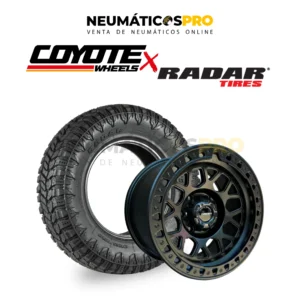 OFERTA 4 LLANTAS COYOTE ARO 17 APERNADURA 6X139 9 PULGADA OFFSET 0 + 4 NEUMATICOS 265/70R17 RADAR RT