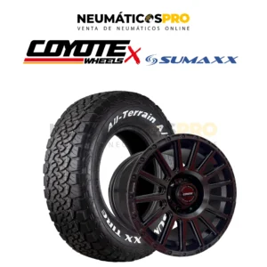 OFERTA 4 LLANTAS COYOTE ARO 17 APERNADURA 6X139 9 PULGADA OFFSET 0 + 4 NEUMATICOS 265/70R17 SUMAXX AT